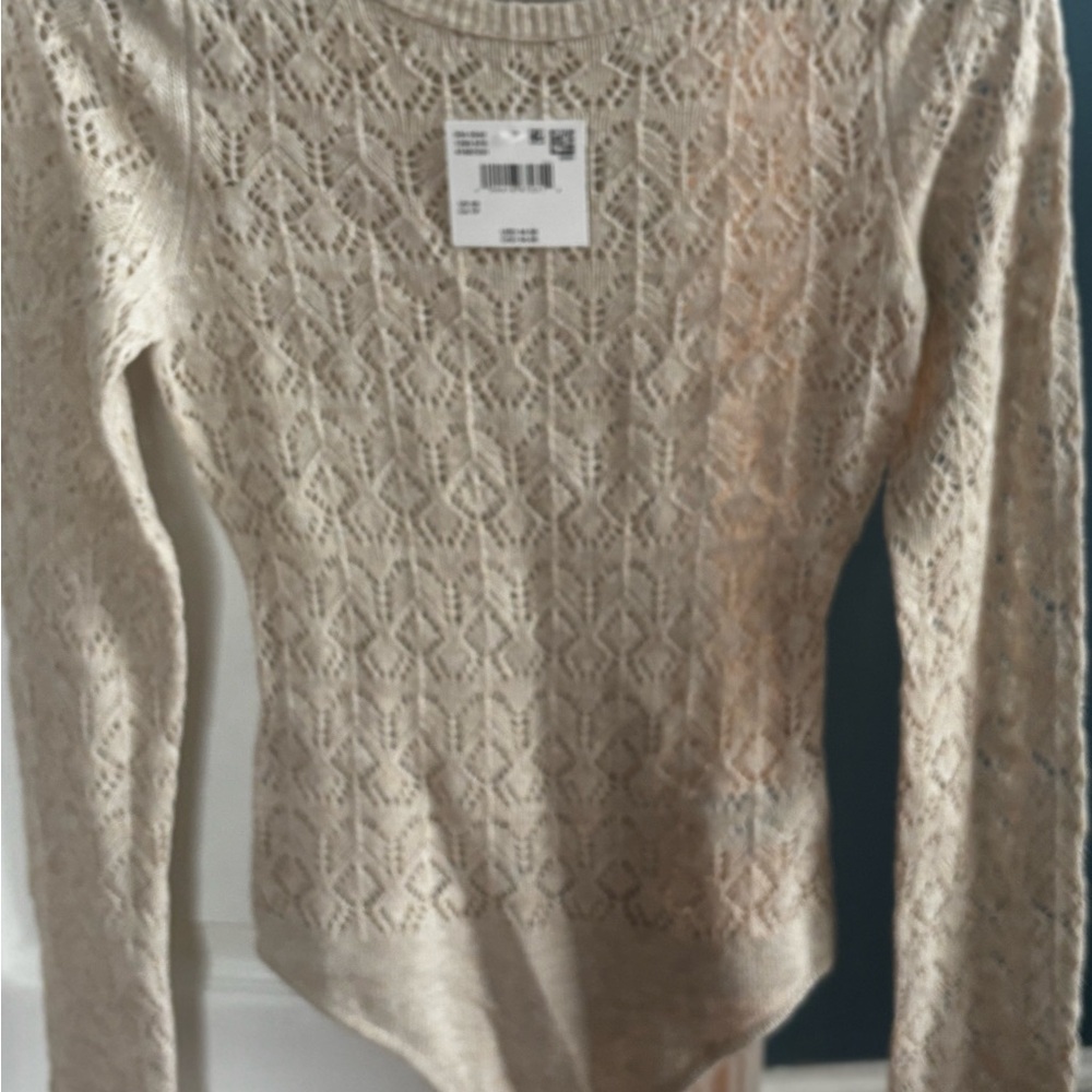 Elegant Beige Lace Knit Bodysuit